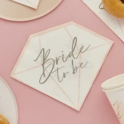 Pink Ombre Bride To Be Diamond Shaped Napkins | 16ct