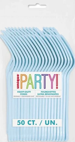 Powder Blue Premium Plastic Forks | 50ct