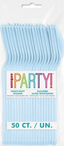 Powder Blue Premium Plastic Spoons | 50ct