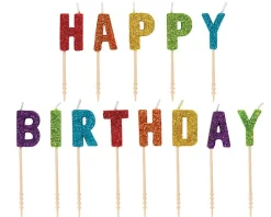 Rainbow Glitter Happy Birthday Pack Candle | 1ct