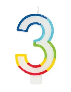 Rainbow Number 3 Candle | 1ct