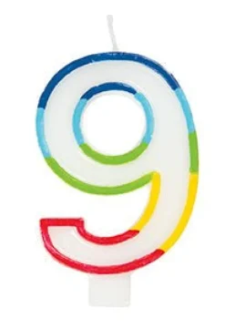Rainbow Number 9 Candle | 1ct
