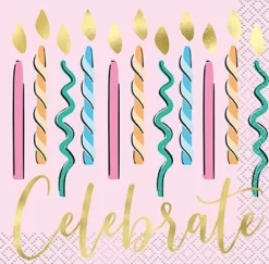 Rainbow Birthday Sweet Foil Beverage Napkins | 16ct