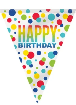 Rainbow Spots Birthday Flag Banner 12ft | 1ct
