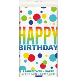 Rainbow Spots Birthday Plastic Tablecover | 1ct