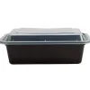 Rectangular Microwaveable Container Black 24 oz | 5 ct