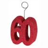 Red Glittered "60" Photo or Balloon Holder | 1 ct