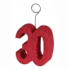 Red Glittered "30" Photo or Balloon Holder | 1ct