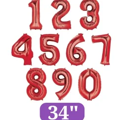 Red Jumbo Number Balloons 34"