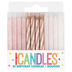 Rose Gold Glitter Spiral Candle | 24ct
