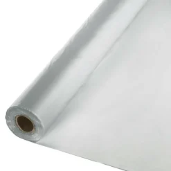 Shimmering Silver Plastic Tablecover Roll 100'x40" | 1ct