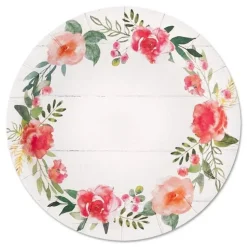 Shiplap Chic Plates with Floral Wreath 7" | 8ct