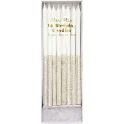 Silver Glitter Dipped Candles | 16ct