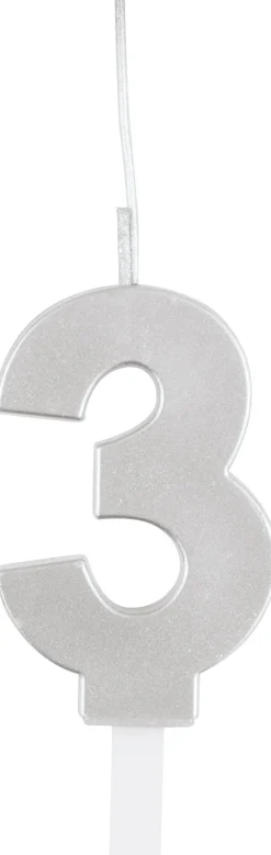 Silver Number 3 Sparkler Candle | 1ct