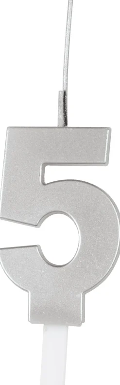 Silver Number 5 Sparkler Candle | 1ct