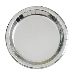 Silver Foil Round Paper Plate 7in | 8ct