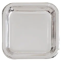 Silver Foil Square Paper Plates 9in | 8ct