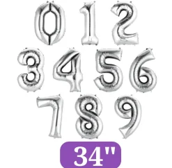 Silver Jumbo Number Balloons 34"