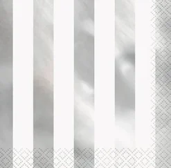 Silver Stripe Foil Lunch Napkins | 16ct