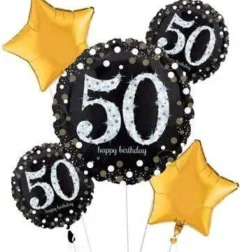 Sparkling 50 Balloon Bouquet | 5 pcs