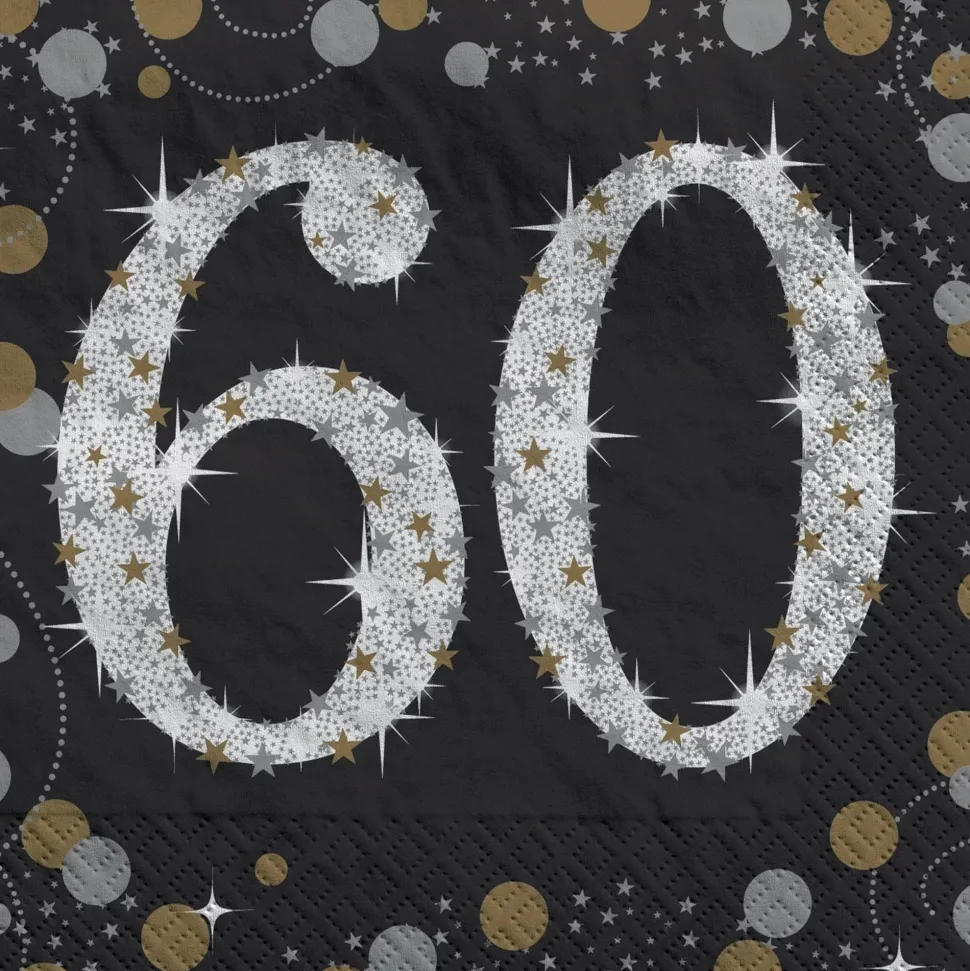 Sparkling Celebration "60" Beverage Napkins | 16 ct