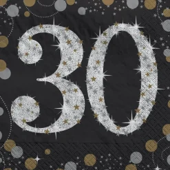 Sparkling Celebration "30" Beverage Napkins | 16 ct