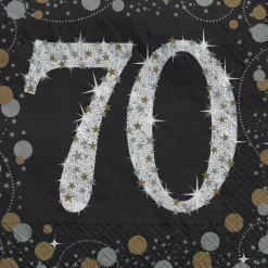 Sparkling Celebration Beverage Napkins Age 70 | 16ct