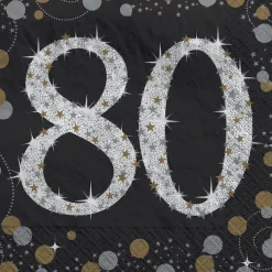 Sparkling Celebration Beverage Napkins Age 80 | 16ct
