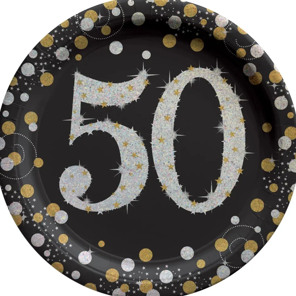 Sparkling Celebration "50" Round Plates, 7" | 8 ct