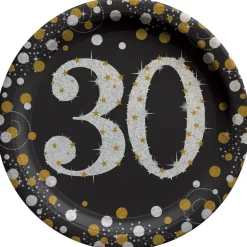 Sparkling Celebration "30" Round Plates, 7" | 8ct