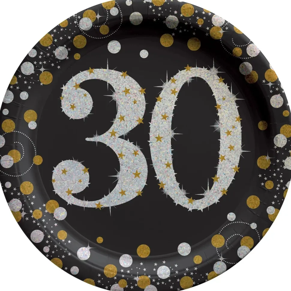 Sparkling Celebration "30" Round Plates, 7" | 8ct
