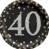 Sparkling Celebration "40" Round Plates, 7" | 8 ct