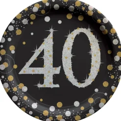 Sparkling Celebration "40" Round Plates, 7" | 8 ct