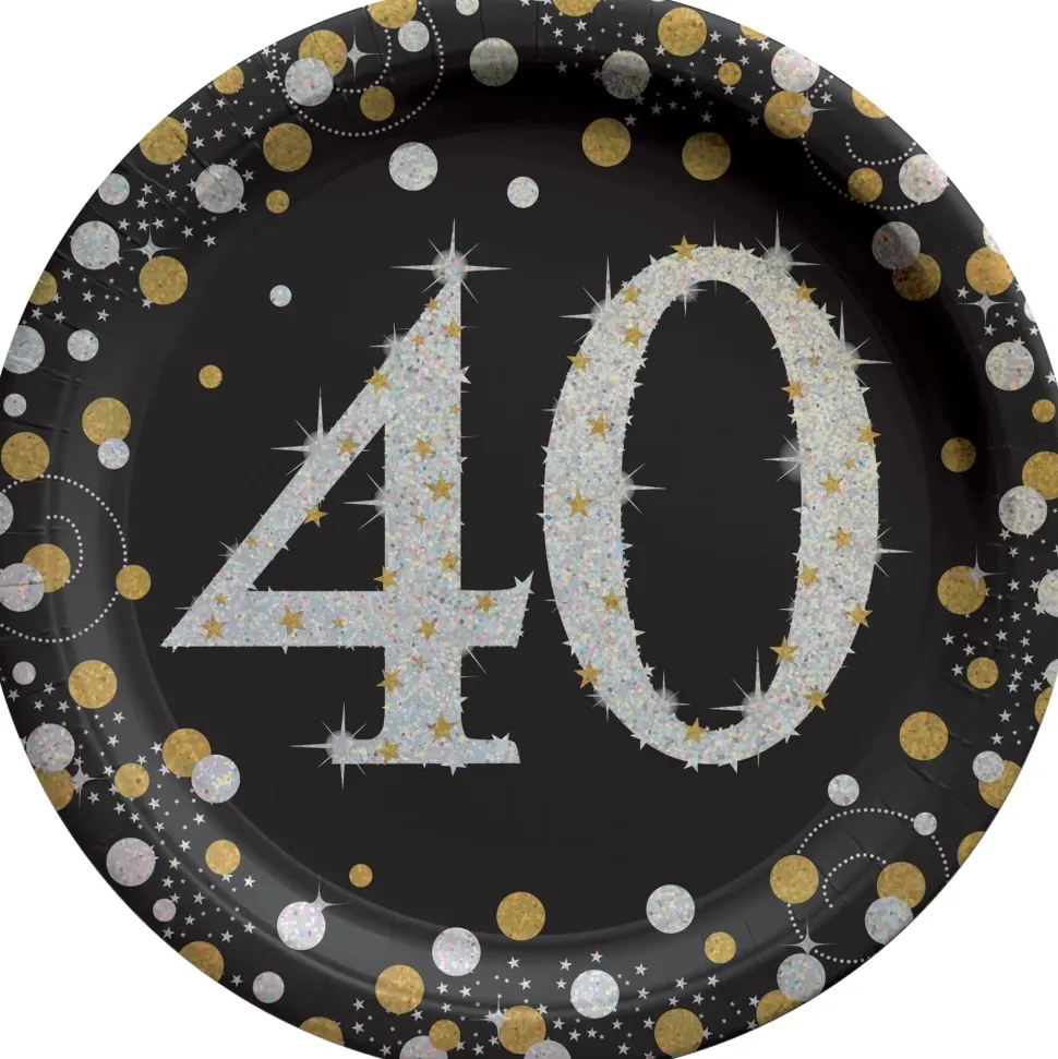 Sparkling Celebration "40" Round Plates, 7" | 8 ct