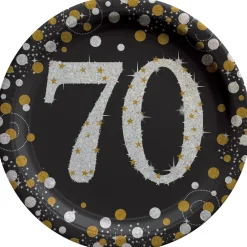 Sparkling Celebration "70" Round Plates, 7" | 8 ct