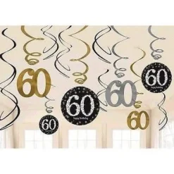 Sparkling Celebration 60th Birthday Swirl Decorations | 12 ct