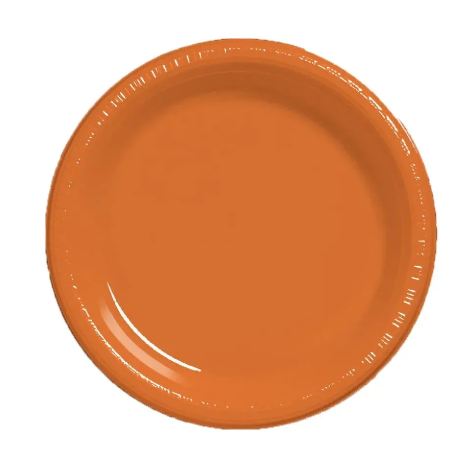 Sunkissed Orange Plastic Plates 7" | 20ct