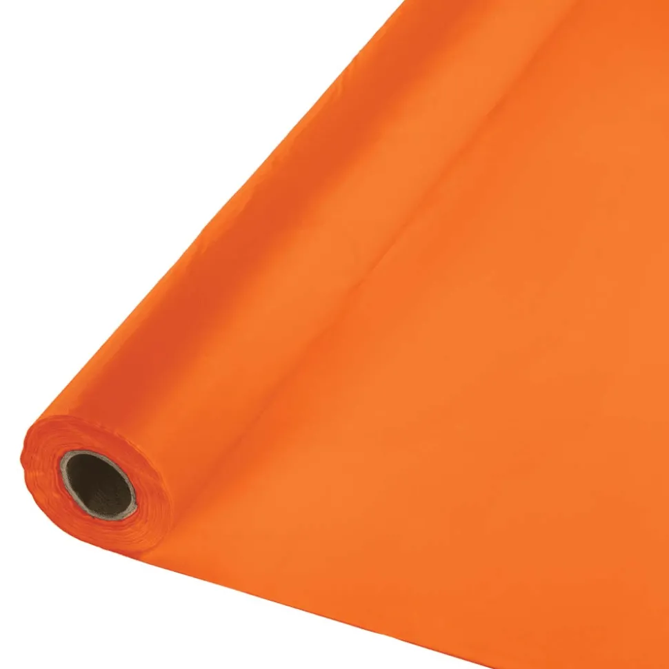 Sunkissed Orange Plastic Tablecover Roll 100'x40" | 1ct