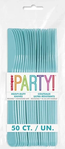Teal Premium Plastic Knives | 50 Count