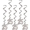 25th Anniversary Silver Foil Hanging Whirl Decorations, 3 ft | 5 ct