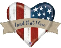 4th Of July Land That I Love Heart SuperShape Mylar Balloon 32" | 1 ct