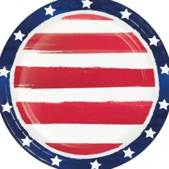 4th Of July Painterly Patriotic Dessert Plates 6 7/8" | 8ct