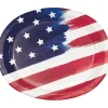 4th Of July Painterly Patriotic Oval Dinner Plates 10" x 12" | 8ct