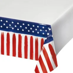 4th Of July Painterly Patriotic Paper Tablecover 54" x 102" | 1ct