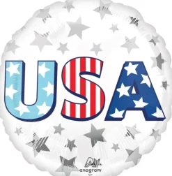 4th Of July USA Star Bursts Mylar Balloon 18" | 1 ct