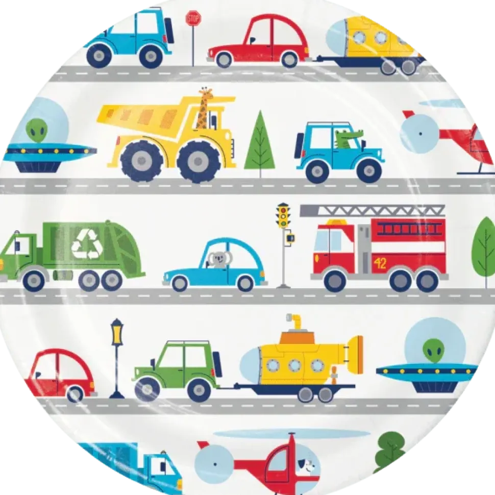 Transportation Time Lunch Paper Plates 9" | 8 ct
