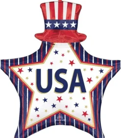 USA Stars and Stripes SuperShape Satin Mylar Balloon 30" | 1 ct