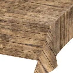 Western Plastic Brown Wood Tablecover 54"x108" | 1ct