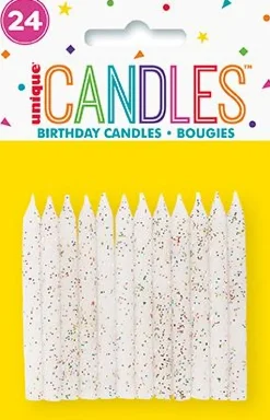 White/Glitter Spiral Candle | 24ct
