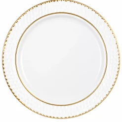 White Hammered Gold Edge Plate 7in | 8ct